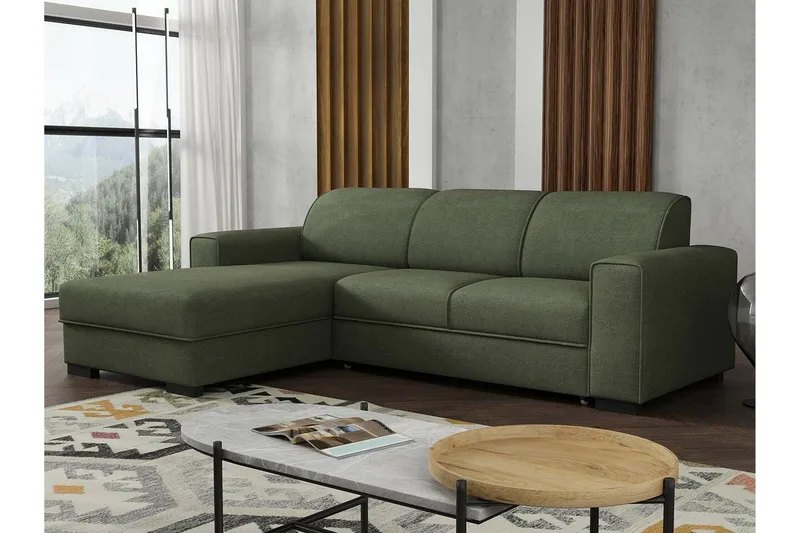 Denegal 3-sits Hörnbäddsoffa NO_BRAND Dark green - Möbler - Soffa - Bäddsoffa - Hörnbäddsoffa