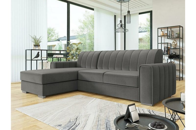 Denegal 3-sits Hörnbäddsoffa NO_BRAND Dark grey - Möbler - Soffa - Bäddsoffa - Bäddsoffa divan
