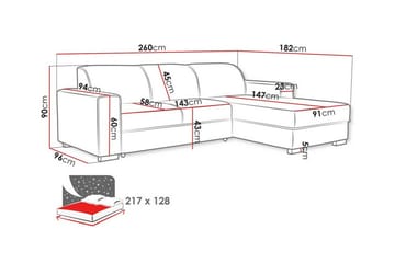 Denegal 3-sits Hörnbäddsoffa NO_BRAND Dark grey - Möbler - Soffa - Bäddsoffa - Bäddsoffa divan