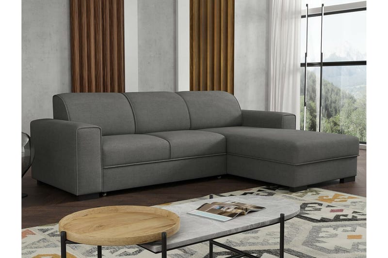 Denegal 3-sits Hörnbäddsoffa NO_BRAND Dark grey - Möbler - Soffa - Bäddsoffa - Hörnbäddsoffa