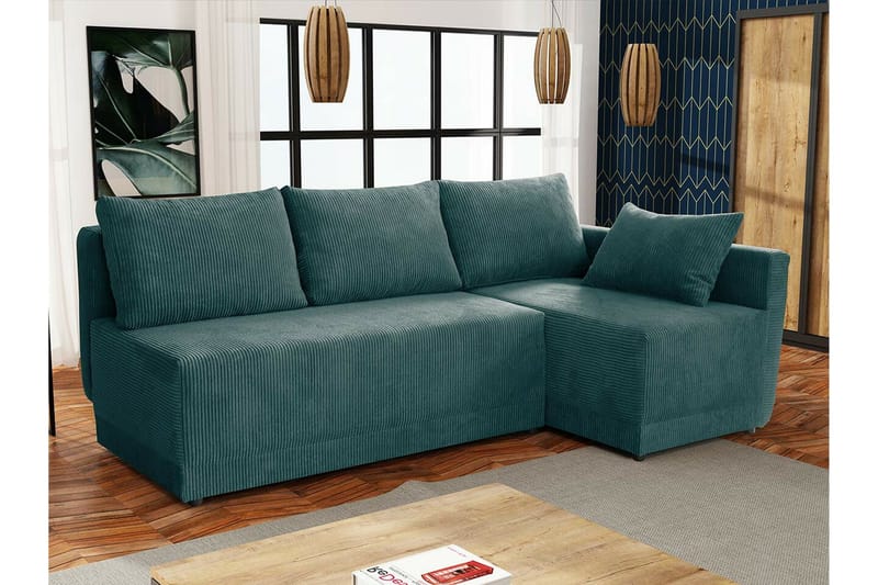 Denegal 3-sits Hörnbäddsoffa NO_BRAND Green - Möbler - Soffa - Bäddsoffa - Hörnbäddsoffa