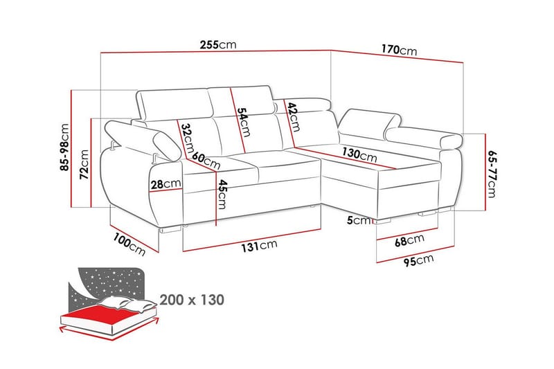 Denegal 3-sits Hörnbäddsoffa - Möbler - Soffa - Bäddsoffa - Bäddsoffa längsbäddad