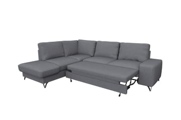 Derry 4-sits Höger L-formad Hörnbäddsoffa med Förvaring i Tyg - Grå - Möbler - Soffa - Bäddsoffa - Bäddsoffa längsbäddad