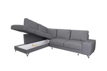 Derry 4-sits Höger L-formad Hörnbäddsoffa med Förvaring i Tyg - Grå - Möbler - Soffa - Bäddsoffa - Bäddsoffa längsbäddad