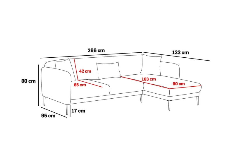 Divanbäddsoffa 3-sits Genna - Antracit - Möbler - Soffa - Bäddsoffa - Hörnbäddsoffa
