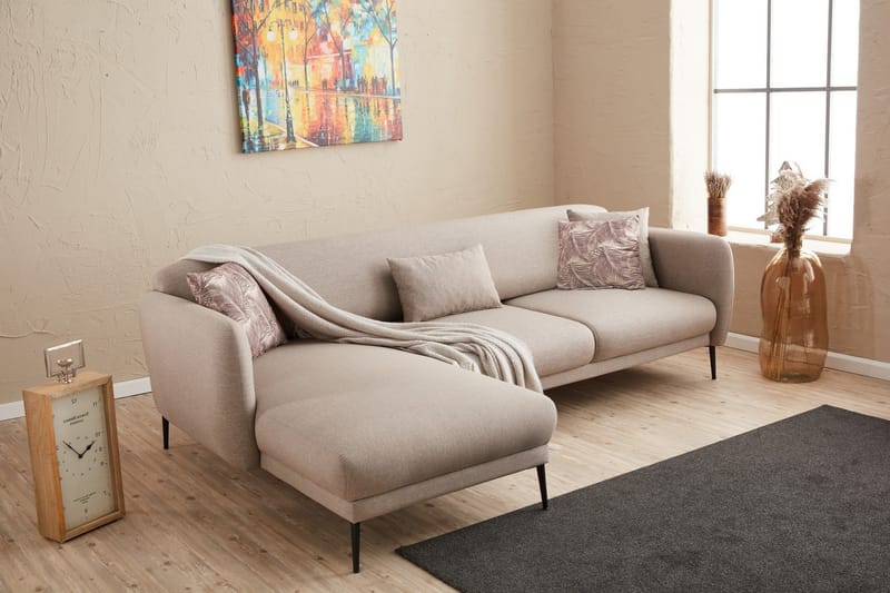Divanbäddsoffa 3-sits Genna - Beige - Möbler - Soffa - Bäddsoffa - Hörnbäddsoffa