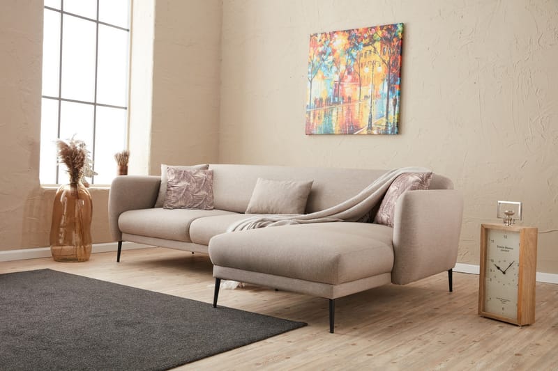 Divanbäddsoffa 3-sits Genna - Beige - Möbler - Soffa - Divansoffa & schäslongsoffa - 3 sits soffa med divan