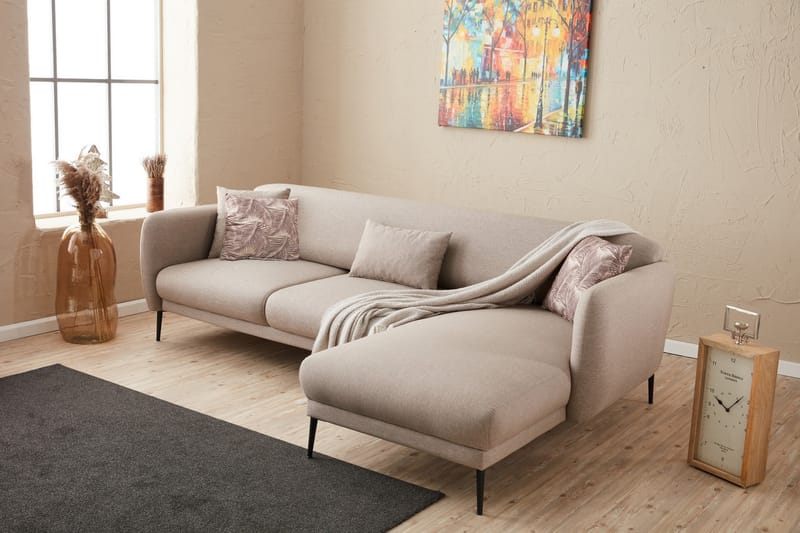 Divanbäddsoffa 3-sits Genna - Beige - Möbler - Soffa - Divansoffa & schäslongsoffa - 3 sits soffa med divan