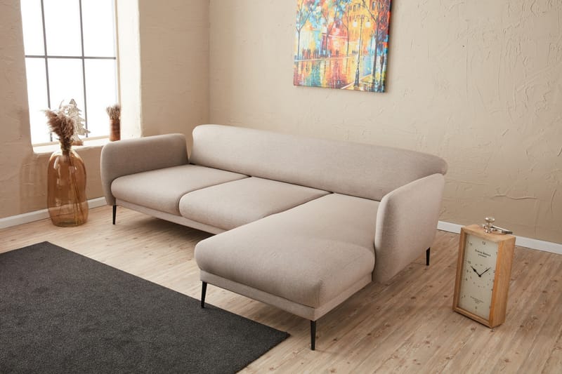 Divanbäddsoffa 3-sits Genna - Beige - Möbler - Soffa - Divansoffa & schäslongsoffa - 3 sits soffa med divan