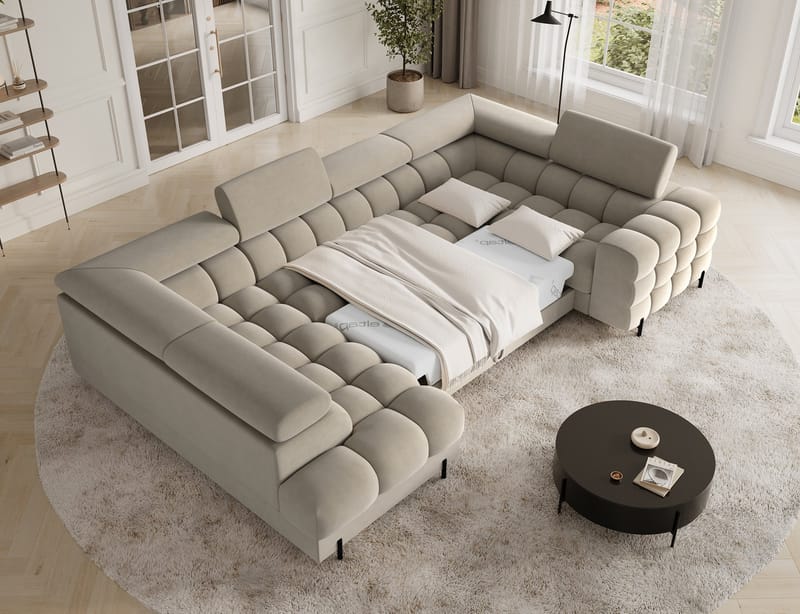 Fectory 6-sits Bubblig Hörnbäddsoffa med Schäslong och förvaring Vänster - Aura 18 - Möbler - Soffa - Bäddsoffa - Hörnbäddsoffa
