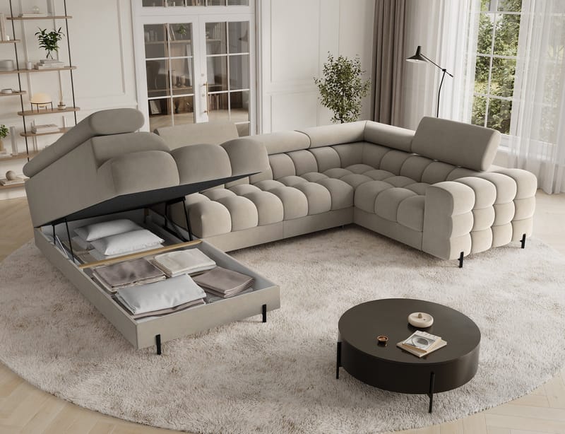 Fectory 6-sits Bubblig Hörnbäddsoffa med Schäslong och förvaring Vänster - Aura 18 - Möbler - Soffa - Bäddsoffa - Hörnbäddsoffa