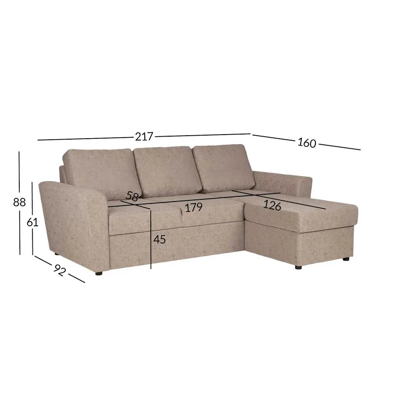 Hörnbäddsoffa Fenor - Beige - Möbler - Soffa - Bäddsoffa - Hörnbäddsoffa