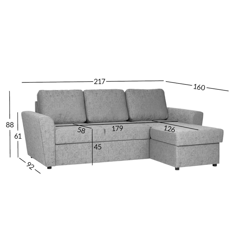 Hörnbäddsoffa Fenor - Grå - Möbler - Soffa - Bäddsoffa - Hörnbäddsoffa