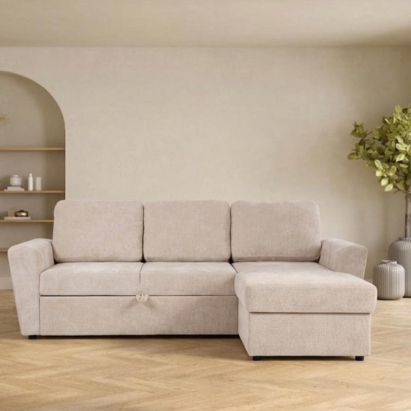 Hörnbäddsoffa Fenor - ljusbeige - Möbler - Soffa - Bäddsoffa - Bäddsoffa divan