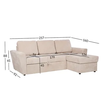 Hörnbäddsoffa Fenor - ljusbeige - Möbler - Soffa - Bäddsoffa - Bäddsoffa divan