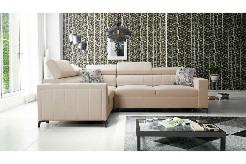 Galbally 3-sits Hörnbäddsoffa beige - Möbler - Soffa - Bäddsoffa - Hörnbäddsoffa