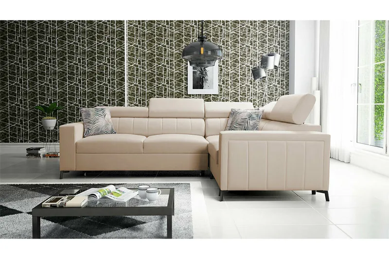 Galbally 3-sits Hörnbäddsoffa beige - Möbler - Soffa - Bäddsoffa - Hörnbäddsoffa