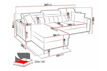 Galbally 3-sits Hörnbäddsoffa Dark blue - Möbler - Soffa - Bäddsoffa - Hörnbäddsoffa