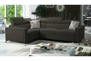 Galbally 3-sits Hörnbäddsoffa Dark brown - Möbler - Soffa - Bäddsoffa - Hörnbäddsoffa