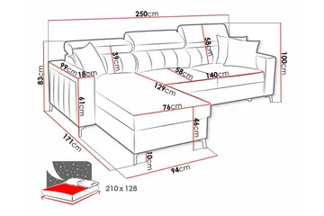 Galbally 3-sits Hörnbäddsoffa Ljusgrå - Möbler - Soffa - Bäddsoffa - Hörnbäddsoffa