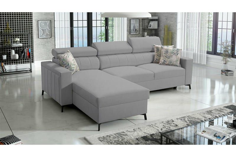 Galbally 3-sits Hörnbäddsoffa Ljusgrå - Möbler - Soffa - Bäddsoffa - Hörnbäddsoffa