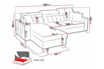Galbally 3-sits Hörnbäddsoffa NO_BRAND Beige Creme - Möbler - Soffa - Bäddsoffa - Hörnbäddsoffa