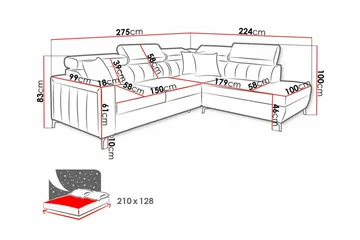 Galbally 3-sits Hörnbäddsoffa NO_BRAND beige - Möbler - Soffa - Bäddsoffa - Hörnbäddsoffa