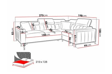 Galbally 3-sits Hörnbäddsoffa NO_BRAND beige - Möbler - Soffa - Bäddsoffa - Hörnbäddsoffa