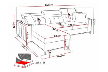 Galbally 3-sits Hörnbäddsoffa NO_BRAND beige - Möbler - Soffa - Bäddsoffa - Bäddsoffa divan