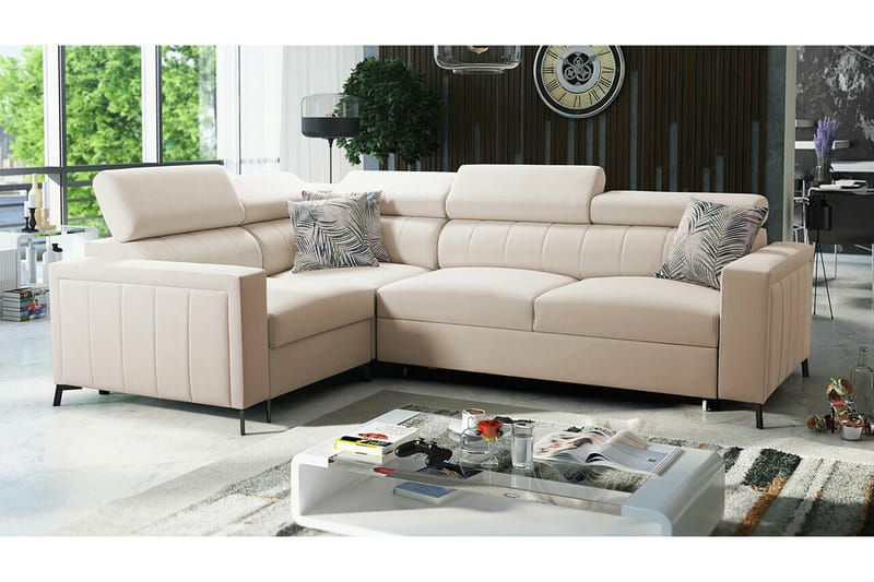 Galbally 3-sits Hörnbäddsoffa NO_BRAND beige - Möbler - Soffa - Bäddsoffa - Hörnbäddsoffa