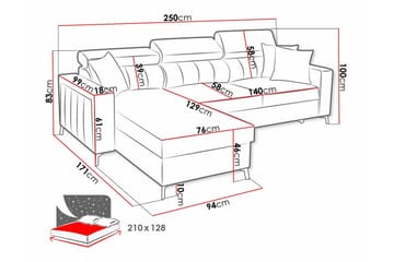 Galbally 3-sits Hörnbäddsoffa NO_BRAND beige - Möbler - Soffa - Bäddsoffa - Bäddsoffa divan