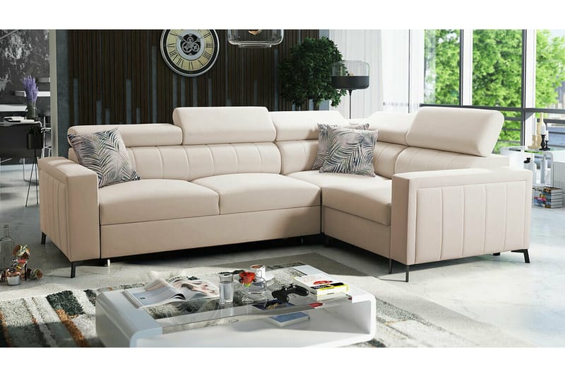 Galbally 3-sits Hörnbäddsoffa NO_BRAND beige - Möbler - Soffa - Bäddsoffa - Hörnbäddsoffa
