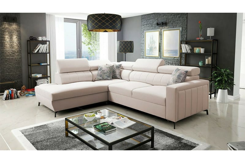 Galbally 3-sits Hörnbäddsoffa NO_BRAND Beige/Light beige - Möbler - Soffa - Bäddsoffa - Hörnbäddsoffa