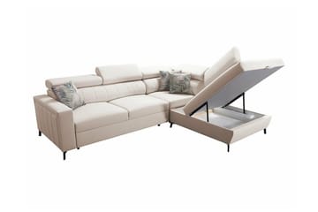 Galbally 3-sits Hörnbäddsoffa NO_BRAND Beige/Light beige - Möbler - Soffa - Bäddsoffa - Hörnbäddsoffa