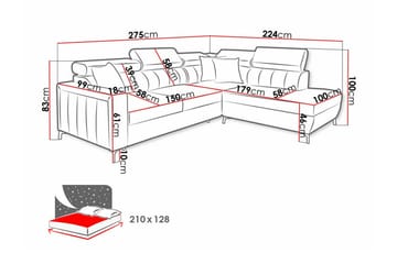 Galbally 3-sits Hörnbäddsoffa NO_BRAND Dark blue - Möbler - Soffa - Bäddsoffa - Hörnbäddsoffa