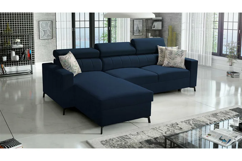 Galbally 3-sits Hörnbäddsoffa NO_BRAND Dark blue - Möbler - Soffa - Bäddsoffa - Hörnbäddsoffa