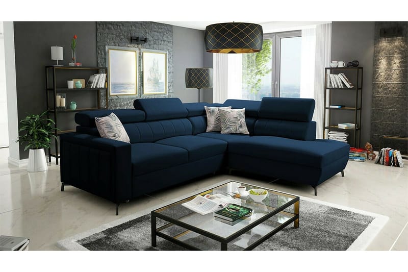 Galbally 3-sits Hörnbäddsoffa NO_BRAND Dark blue - Möbler - Soffa - Bäddsoffa - Hörnbäddsoffa