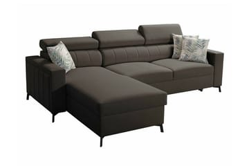 Galbally 3-sits Hörnbäddsoffa NO_BRAND Dark brown - Möbler - Soffa - Bäddsoffa - Hörnbäddsoffa