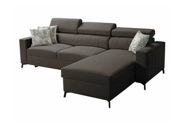 Galbally 3-sits Hörnbäddsoffa NO_BRAND Dark brown - Möbler - Soffa - Bäddsoffa - Hörnbäddsoffa