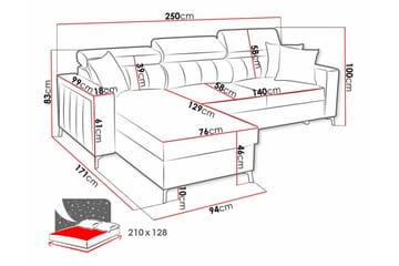 Galbally 3-sits Hörnbäddsoffa NO_BRAND Dark brown - Möbler - Soffa - Bäddsoffa - Hörnbäddsoffa