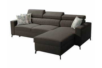 Galbally 3-sits Hörnbäddsoffa NO_BRAND Dark brown - Möbler - Soffa - Bäddsoffa - Hörnbäddsoffa