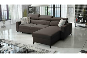 Galbally 3-sits Hörnbäddsoffa NO_BRAND Dark brown - Möbler - Soffa - Bäddsoffa - Hörnbäddsoffa