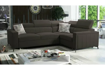 Galbally 3-sits Hörnbäddsoffa NO_BRAND Dark brown - Möbler - Soffa - Bäddsoffa - Hörnbäddsoffa