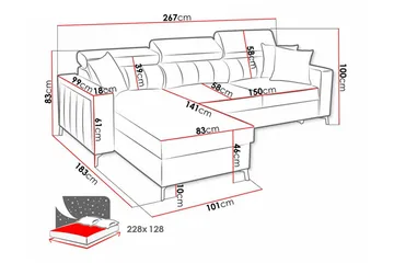 Galbally 3-sits Hörnbäddsoffa NO_BRAND Dark brown - Möbler - Soffa - Bäddsoffa - Hörnbäddsoffa
