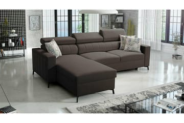 Galbally 3-sits Hörnbäddsoffa NO_BRAND Dark brown - Möbler - Soffa - Bäddsoffa - Hörnbäddsoffa