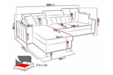 Galbally 3-sits Hörnbäddsoffa NO_BRAND Dark brown - Möbler - Soffa - Bäddsoffa - Hörnbäddsoffa
