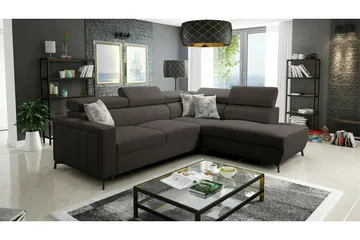 Galbally 3-sits Hörnbäddsoffa NO_BRAND Dark brown - Möbler - Soffa - Bäddsoffa - Hörnbäddsoffa