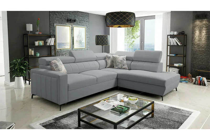 Galbally 3-sits Hörnbäddsoffa NO_BRAND Grey/Light grey - Möbler - Soffa - Bäddsoffa - Hörnbäddsoffa