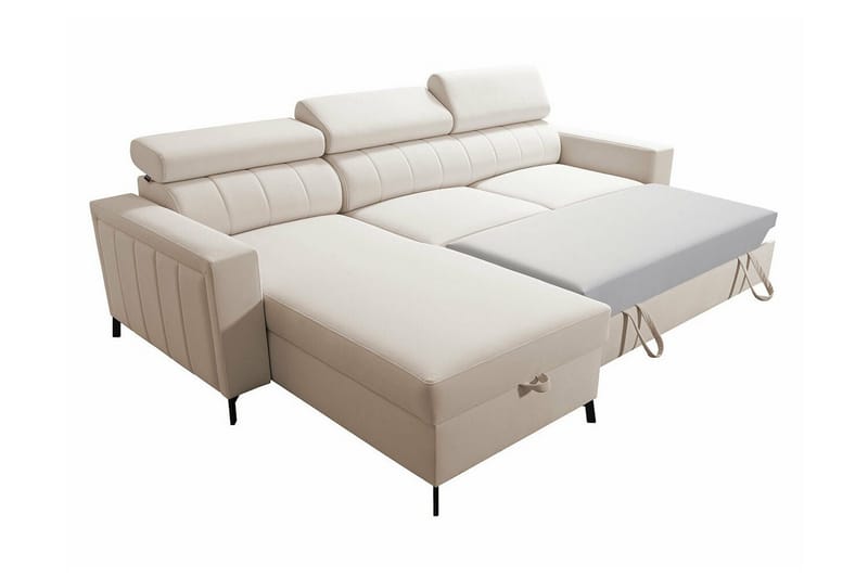 Galbally 3-sits Hörnbäddsoffa NO_BRAND Light pink - Möbler - Soffa - Bäddsoffa - Hörnbäddsoffa