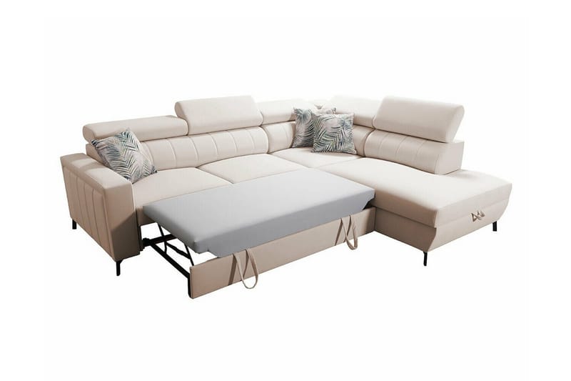 Galbally 3-sits Hörnbäddsoffa NO_BRAND Light pink - Möbler - Soffa - Bäddsoffa - Hörnbäddsoffa